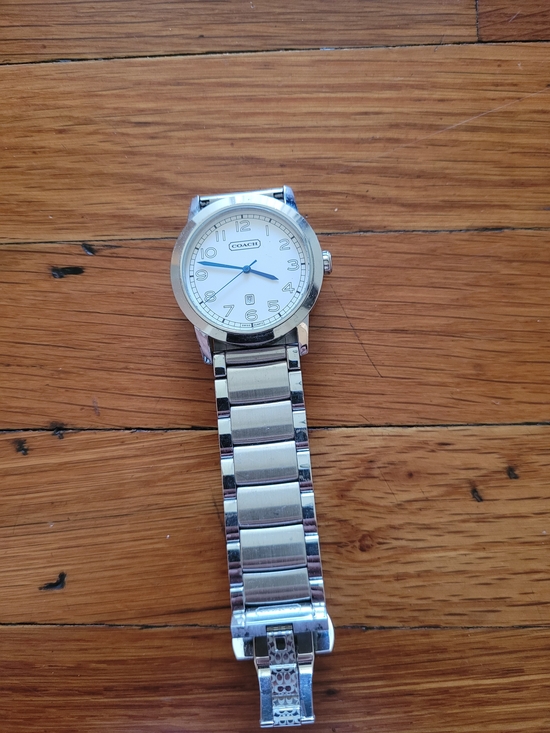 COACH Stainless Steel Round Face Watch in Silver and White main image 6